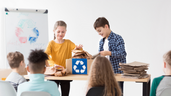 Students Participating in Paper Recycling Drive